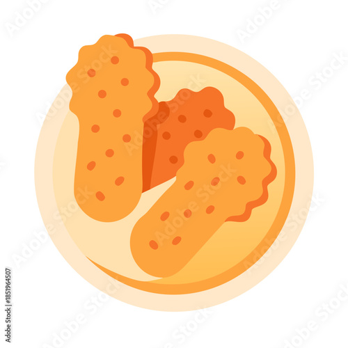 Chicken nuggets on a plate simple vector flat illustration
