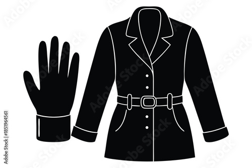 Vector illustration featuring bright belt, gloves, and coat elements, ideal for crafting stylish winter fashion or character design projects.