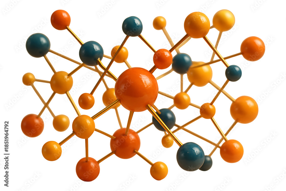 Obraz premium Complex Atomic Network Engineering Concept Isolated on a Transparent Background