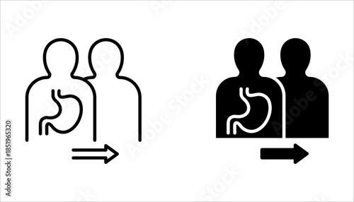 Human organ transplantation icon set. with a white background.