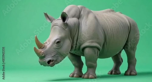 Rhino against green-screen background.4k video.