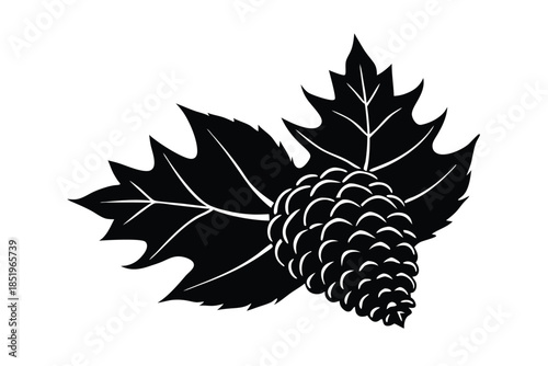 Festive winter arrangement of pine cone, holly leaves, and berries, creating a bright and natural holiday theme, perfect for Christmas designs.