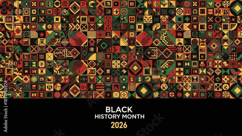 Vibrant african patterns and symbols for black history month 2026 celebration background