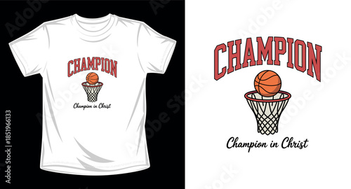 Champion basketball graphic vector art t-shirt design print template