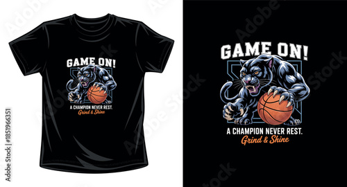 Game on basketball graphic vector art t-shirt design print template