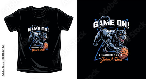 Game on basketball graphic vector art t-shirt design print template