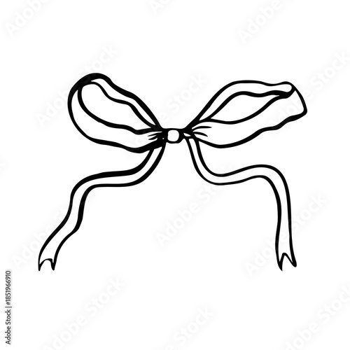 Hand-drawn doodle of a decorative ribbon bow with long flowing tails