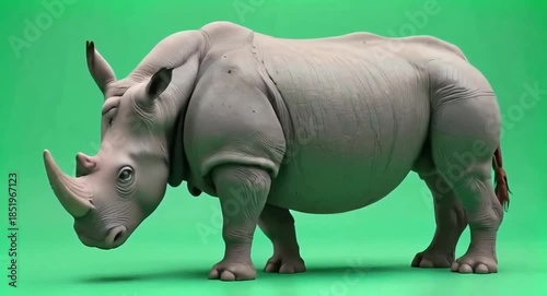 Rhino against green-screen background.4k video.