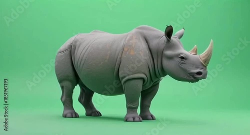 Rhino against green-screen background.4k video.