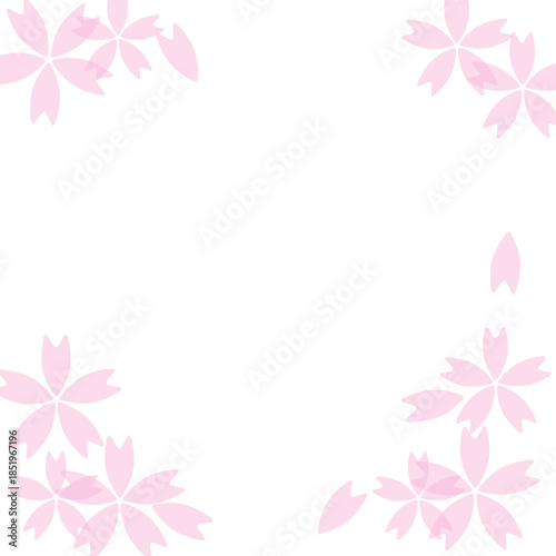 シンプルで優しいピンク色の桜のフレーム背景