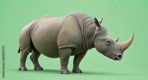 Rhino against green-screen background.4k video.