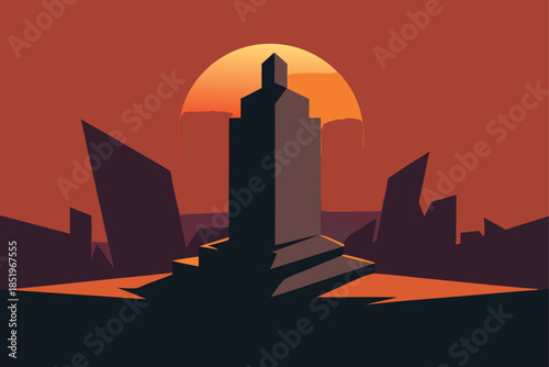 Vector design featuring broken tombstones with cracks and weathered textures, perfect for Halloween or gothic themed graphic projects.