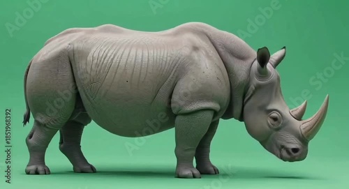 Rhino against green-screen background.4k video.