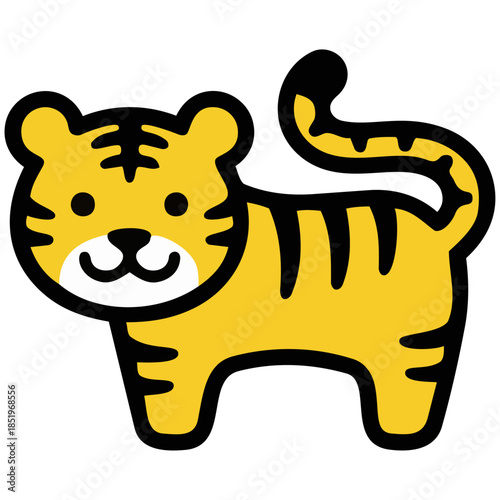黄色い虎を親しみやすいタッチで表現　新年や節目の象徴