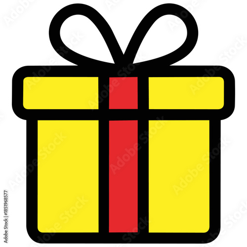 プレゼントアイコン。結ばれたリボンが喜びや希望、感謝の気持ちを表現し、祝祭シーズンの温かさと幸福感