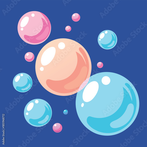 Magical, iridescent bubbles floating in the air, creating a dreamy and whimsical atmosphere, isolated on white.