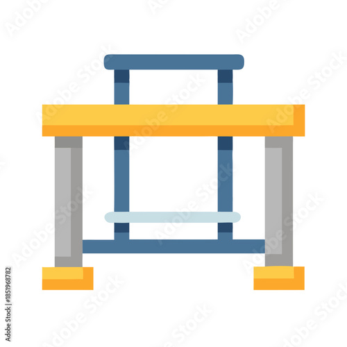 Stylized adjustable study desk illustration against a black background