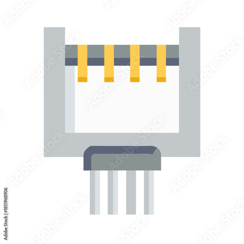 Minimalist stylized microchip illustration on a black background