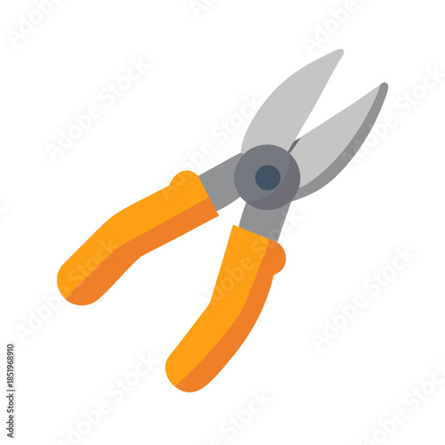 Orange handled shears on a black background illustration