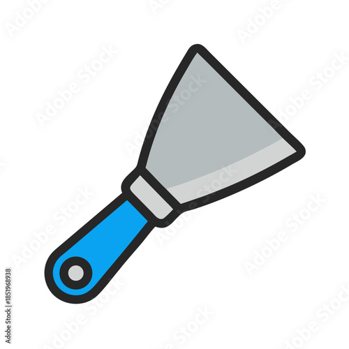 Blue and silver putty knife illustration on black background