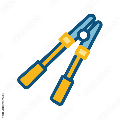 Graphic pair of pliers tool with blue and yellow colors