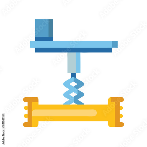 Stylized blue and yellow illustration of an automotive jack