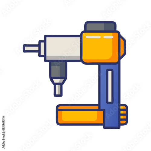 Vector illustration of a drill press on black background
