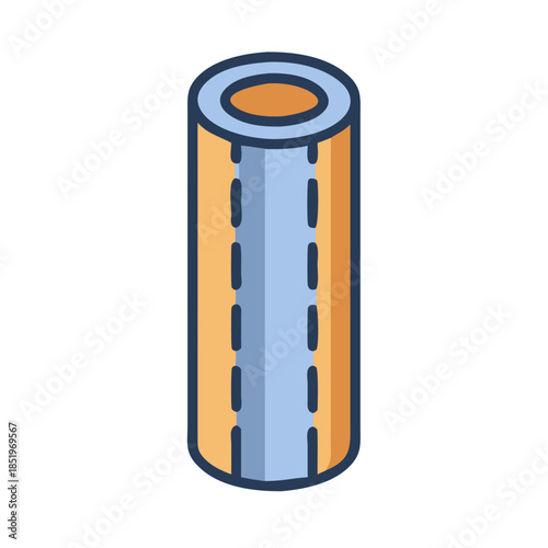 Abstract cylindrical form with cut-out side vector illustration