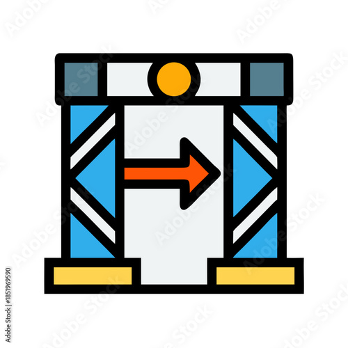 Simple graphic design of a door with right arrow