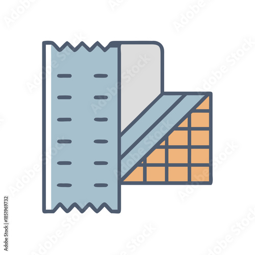 Architectural design process and materials in isometric flat style