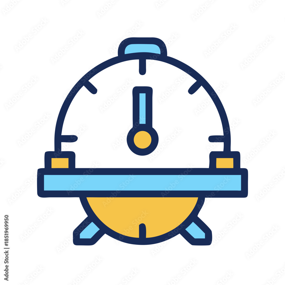 Fototapeta premium Stylized alarm clock illustration on black background in blue