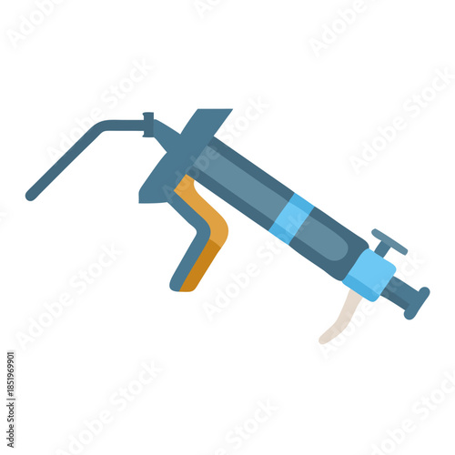 Vector illustration of caulking gun on black background, tool