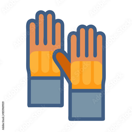 Illustrated pair of work gloves with protective design elements