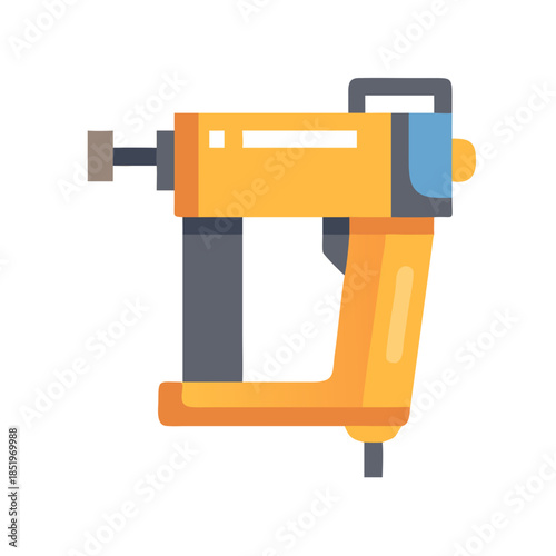 Flat style yellow nail gun on a black background