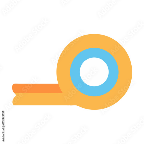 Flat illustration of orange and blue tape measure design