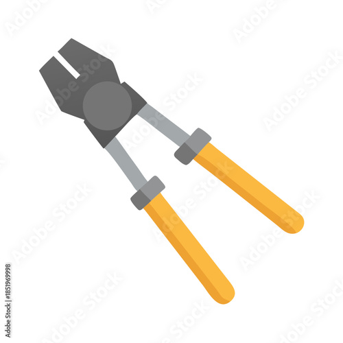 Flat design pliers tool isolated on pure black background