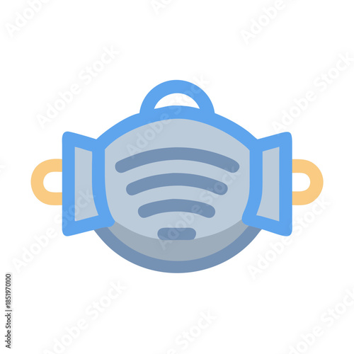 Stylized vector illustration of protective face mask on black