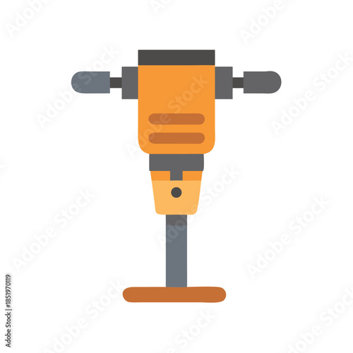 Construction jackhammer machine tool equipment flat illustration graphic style