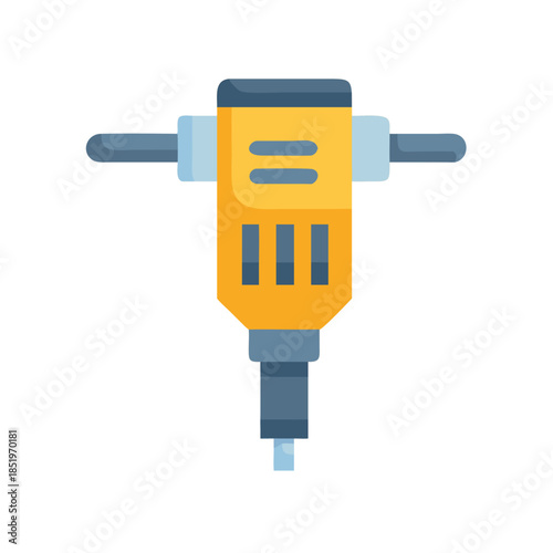 Yellow and blue jackhammer icon on a black background