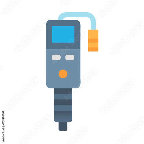 Stylized Icon of a Handheld Diagnostic Device on Black Background