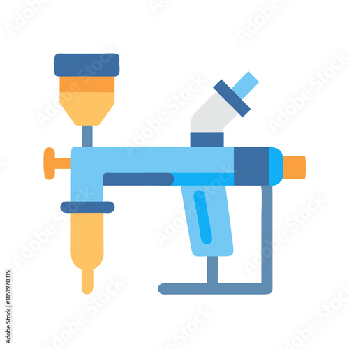 Flat vector illustration of an airbrush on black backdrop