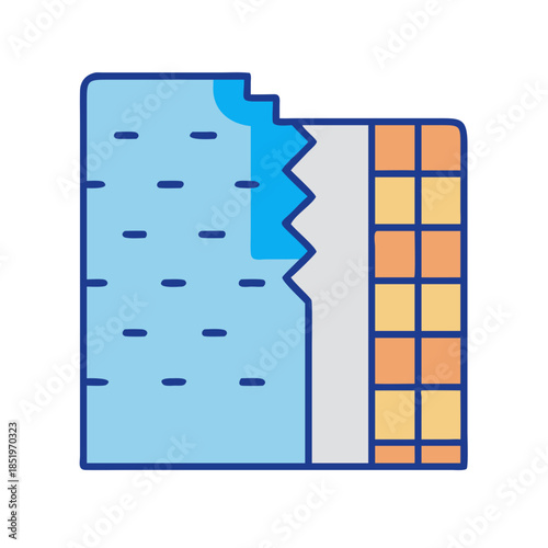 Layered wall construction concept in a simple flat design