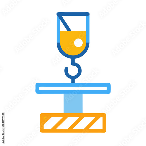 Minimalist icon of construction crane with hook and barrier