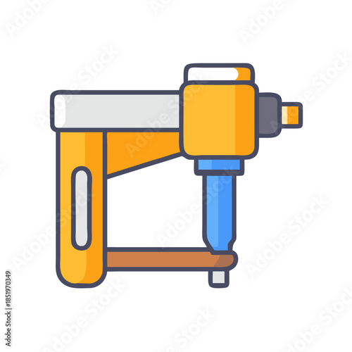 Illustration of a vibrant rivet tool on black background