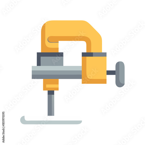 Isometric illustration of a C-clamp tool on black background