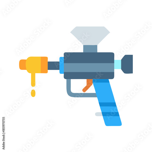 Stylized paintball gun illustration on black background vector graphic