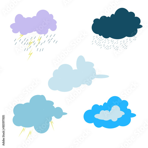 creative cloud set design vector Creative cloud computing logo design, Vector design concept modern Technology Symbol A black and white drawing of a Cloud ,Cartoon Cute Black Cloud Lightning