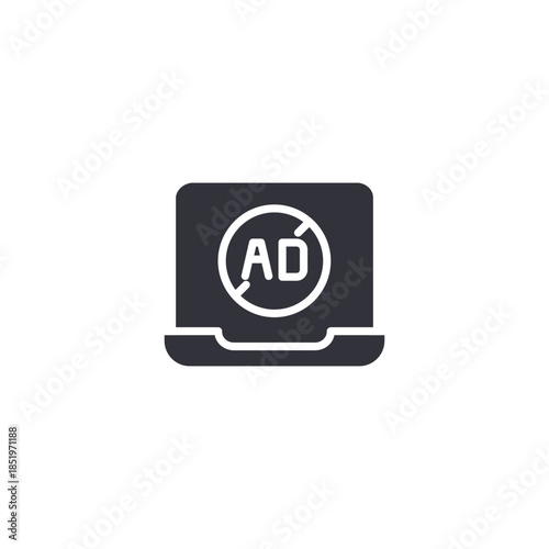 Digital advertising live stream icon on laptop screen, representing online ads, sponsored content, marketing, and promotional broadcasting.