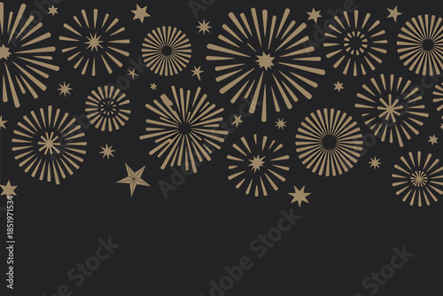 Golden Fireworks Display on Transparent Background
