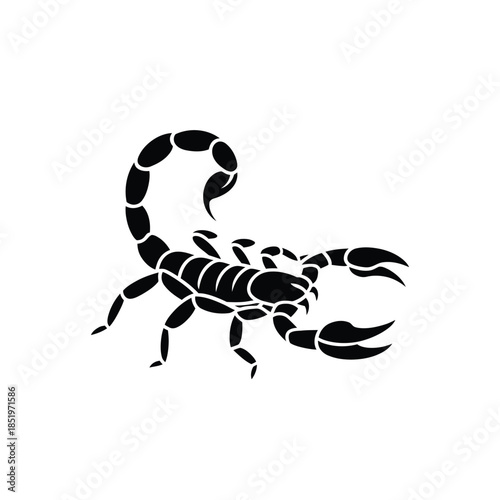 A striking black silhouette of a scorpion detailed and visually arresting